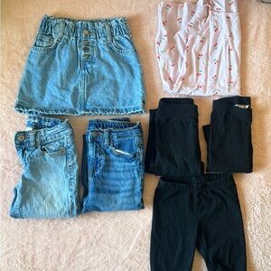 Denim Skirt and Pants Set